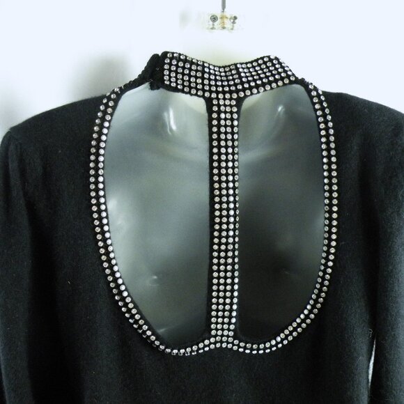 Vintage Joseph Le Bon Rhinestone Mock Turtleneck Cut Out Back Sweater M - Picture 2 of 6